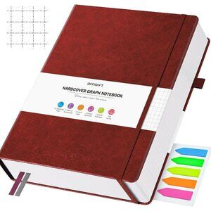 Graph Paper Notebook 312 Numbered Pages B5 Hardcover Leather Journal 100gsm